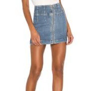 Free People Blue Denim Jean Zip Mini Skirt - NWT